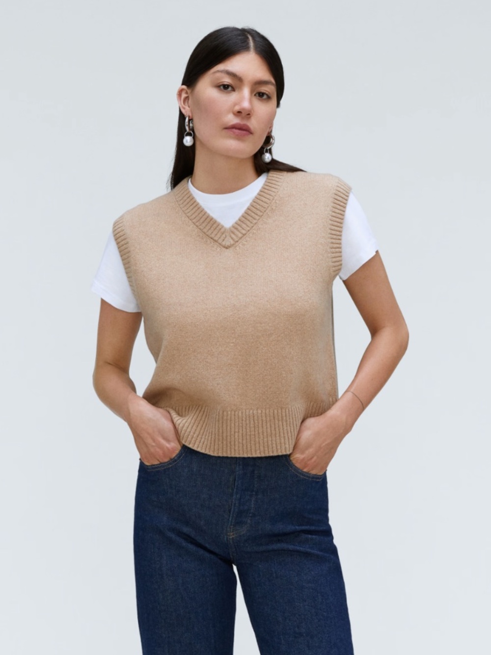 NWT EVERLANE Cashmere Vest - Camel XXS